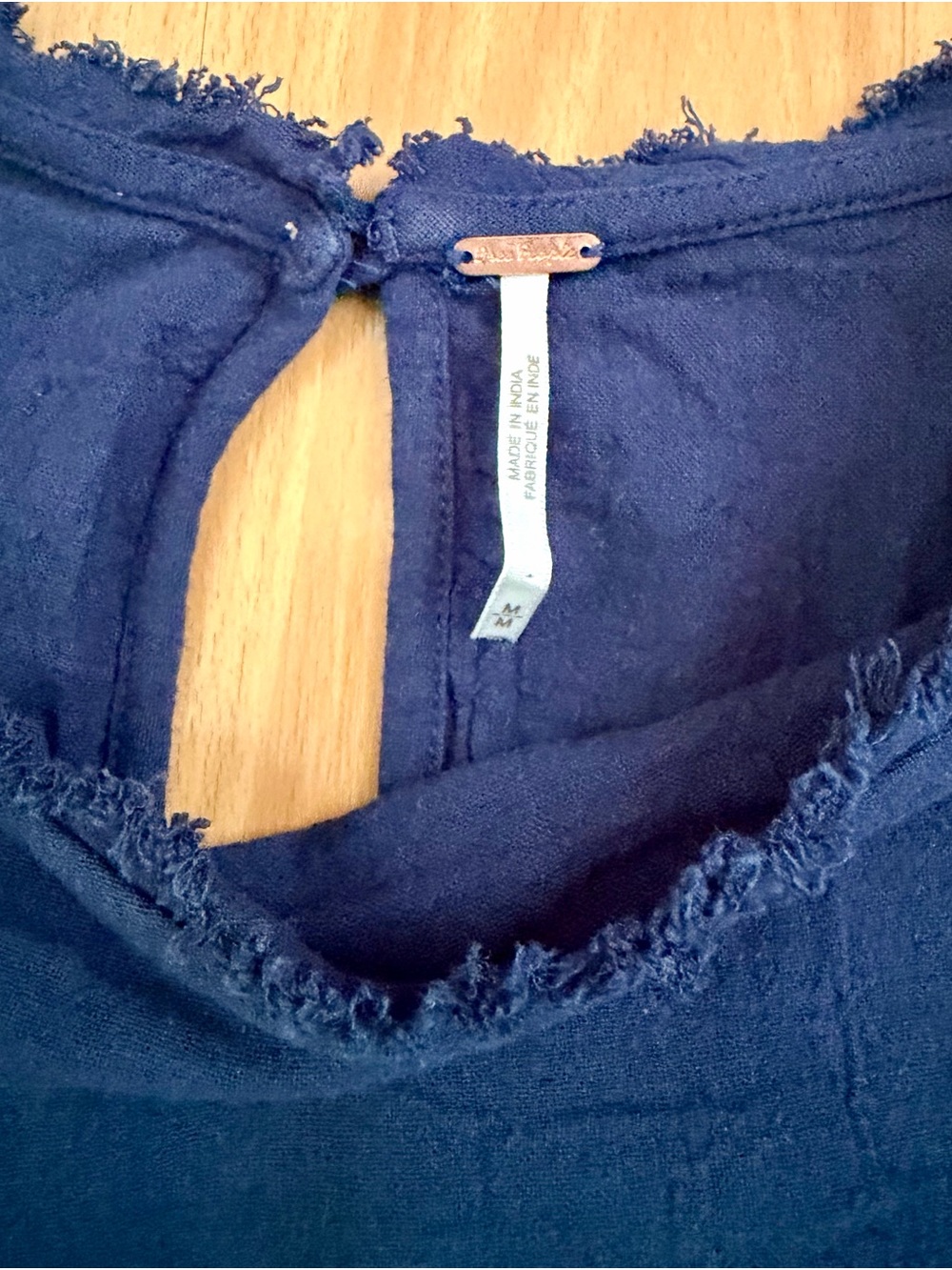 Free People Navy Blue Tiered Peasant Blouse - Picture 3 of 4